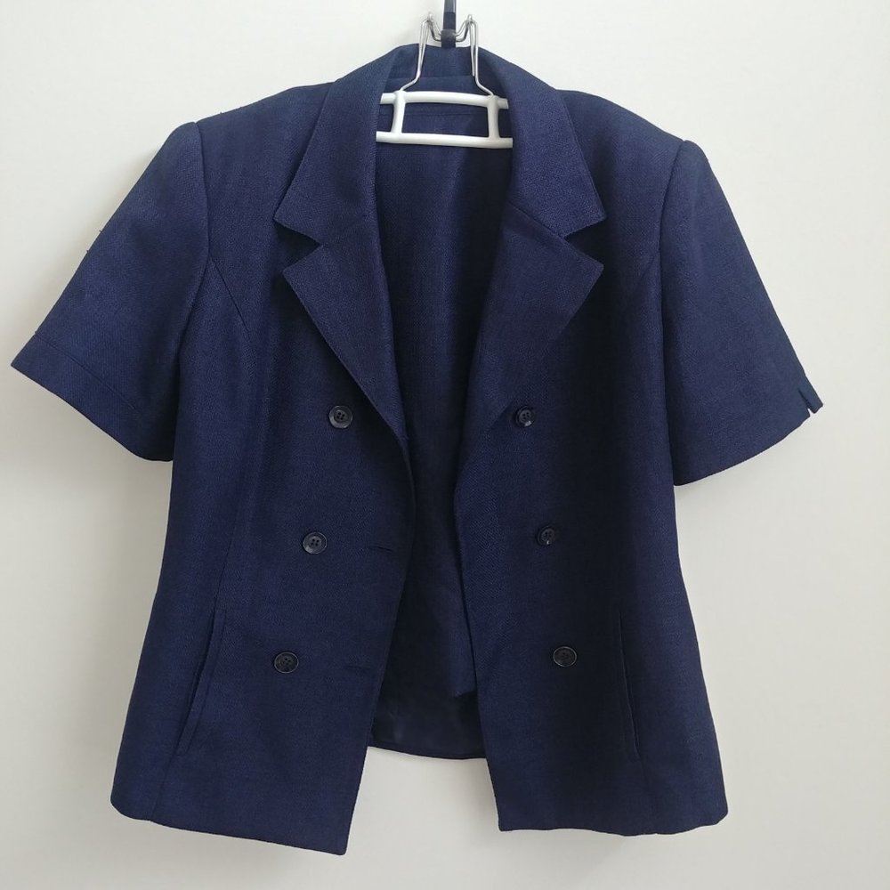 Vintage Herman Geist mod navy blue little skirt suit navy blue size 8